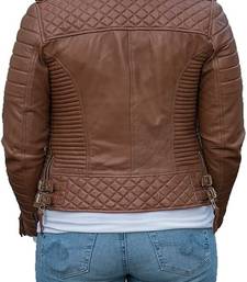 Women’s black lambskin leather jacket- quilted design zipper detail biker stylish look