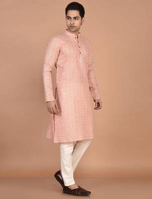 Men's straight cotton printed kurta 4
