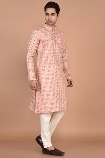 Men's straight cotton printed kurta