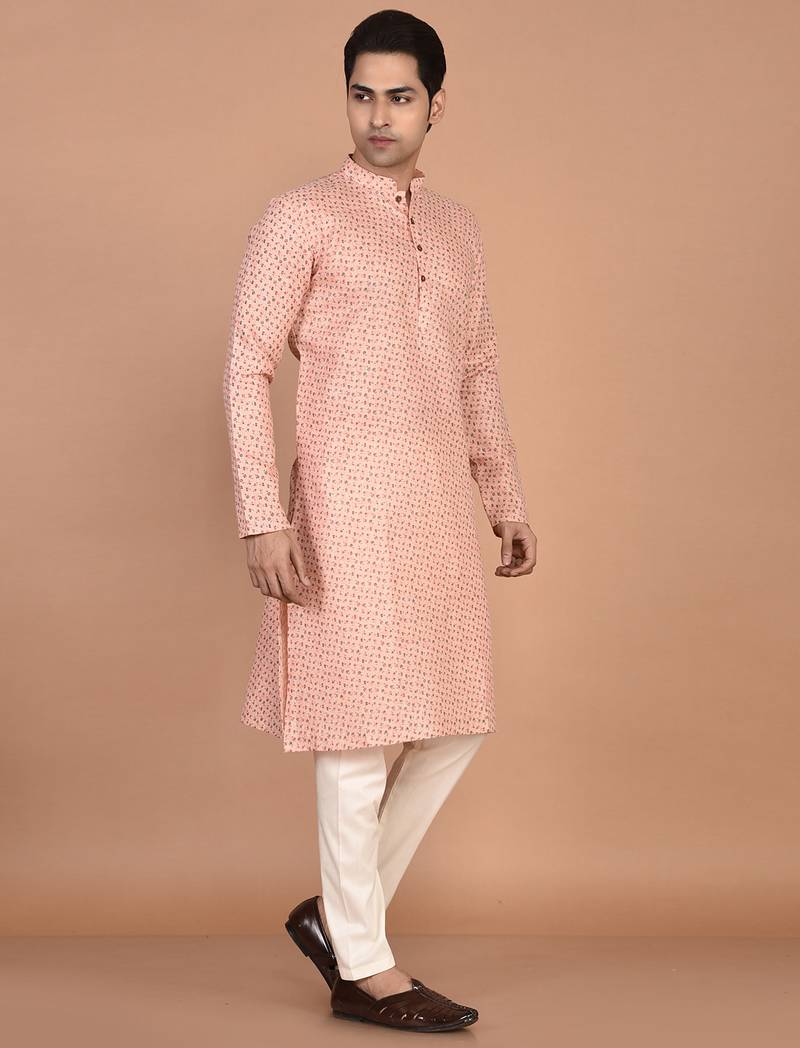 Men's straight cotton printed kurta