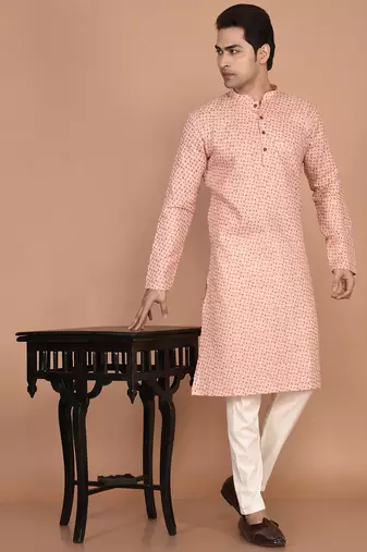 Men's straight cotton printed kurta