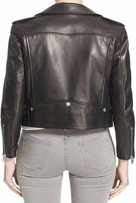 women's black lambskin leather biker jacket premium quilted design luxury 2