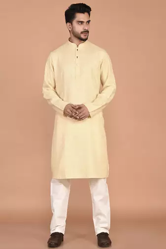 Men's self embossed cotton straight kurta