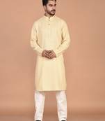 Men's self embossed cotton straight kurta