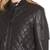 Women’s black lambskin leather jacket quilted shoulder stylish look