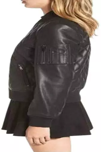 women's black premium lambskin leather jacket quilted shoulder detailing authentic