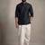 Black embroidered dupion silk kurta dhoti