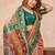 Peach green soft silk blend banarasi jacuard work designer party wear saree with unstitched blouse piece