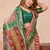 Peach green silk blend banarasi saree with unstitched blouse piece