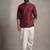 Maroon embroidered dupion silk kurta dhoti
