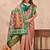 Peach green soft silk blend banarasi jacuard work designer party wear saree with unstitched blouse piece