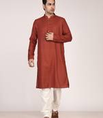 Men's self embossed cotton straight kurta