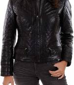 Women’s black lambskin leather jacket  stylish look perfect design