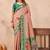 Peach green soft silk blend banarasi jacuard work designer party wear saree with unstitched blouse piece