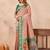 Peach green soft silk blend banarasi jacuard work designer party wear saree with unstitched blouse piece