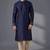 Blue embroidered dupion silk kurta pyjama