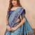 Turquoise soft silk blend banarasi jacuard work designer party wear saree with unstitched blouse piece