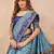 Turquoise silk blend banarasi saree with unstitched blouse piece
