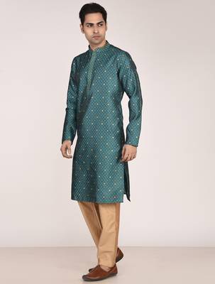 Men   s premium jacquard kurta with thread work 2