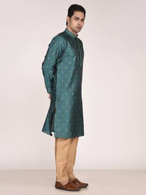 Men   s premium jacquard kurta with thread work 3