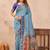 Turquoise soft silk blend banarasi jacuard work designer party wear saree with unstitched blouse piece