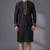 Black embroidered dupion silk kurta pyjama