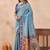 Turquoise soft silk blend banarasi jacuard work designer party wear saree with unstitched blouse piece