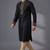 Black embroidered dupion silk kurta pyjama