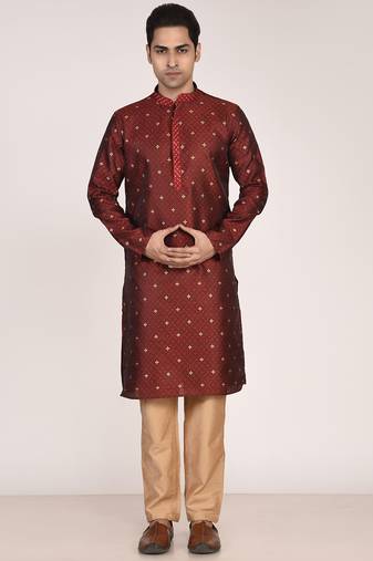 Men’s premium jacquard kurta with thread work
