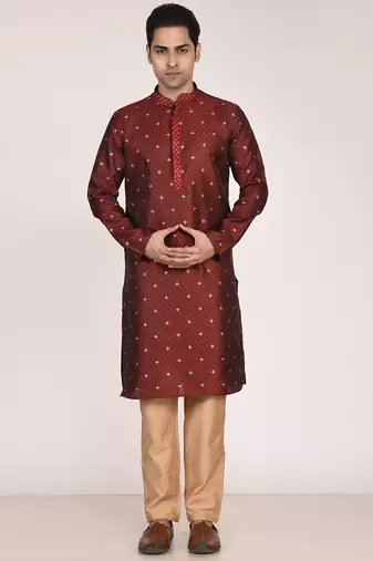 Men’s premium jacquard kurta with thread work