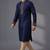 Blue embroidered dupion silk kurta pyjama
