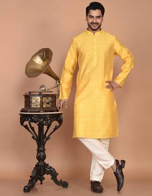 Men's woven design work jacquard kurta 5
