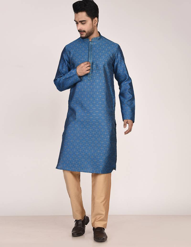 Men's woven design work jacquard kurta