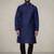 Blue embroidered dupion silk kurta pyjama