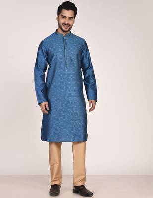 Men's woven design work jacquard kurta 4