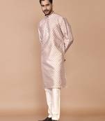 Men's printed straight silk kurta