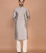 Men's printed straight silk kurta
