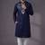 Blue embroidered dupion silk kurta pyjama