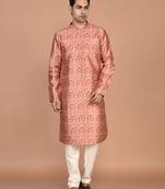 Men's printed straight silk kurta