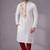 White embroidered dupion silk kurta pyjama