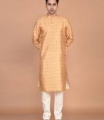 Men's printed straight silk kurta