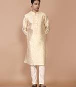 Men's printed straight silk kurta
