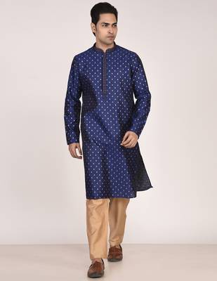 Men   s premium jacquard kurta with thread work 1