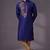 Blue embroidered dupion silk kurta pyjama