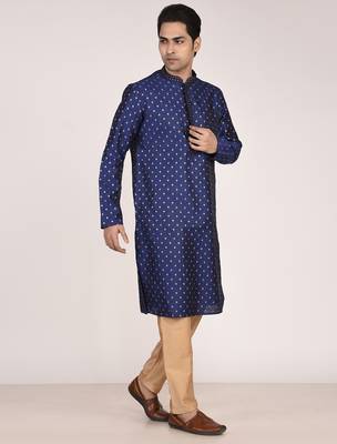 Men   s premium jacquard kurta with thread work 2