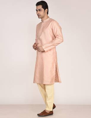 Men   s premium jacquard kurta with thread work 2