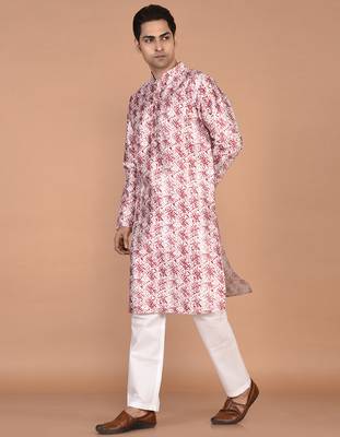 Men   s designer printed silk kurta 2