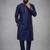 Blue embroidered dupion silk kurta pyjama