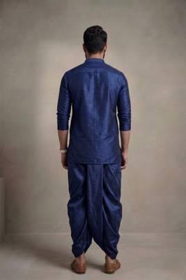 Blue dupion silk kurta dhoti 2