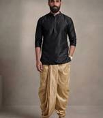 Black dupion silk kurta dhoti